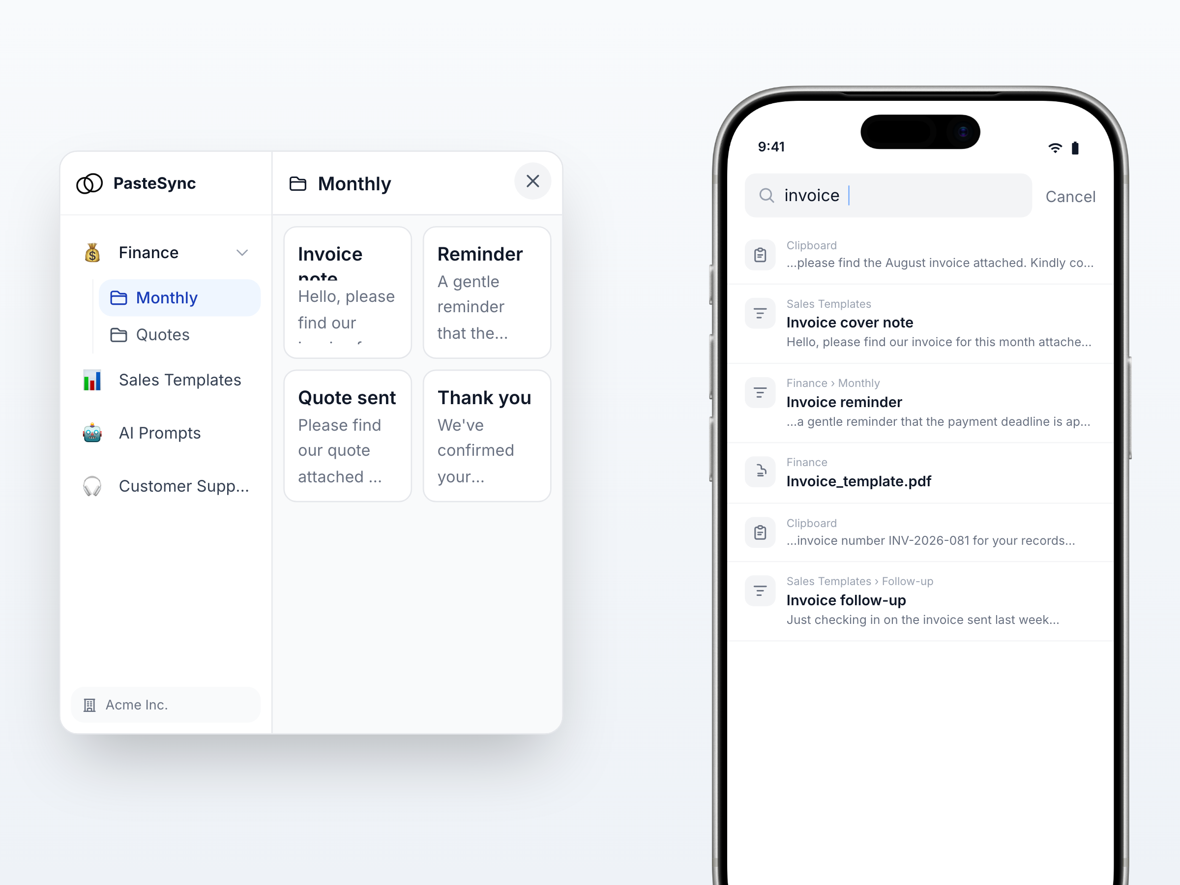 Find anything fast with folders and search